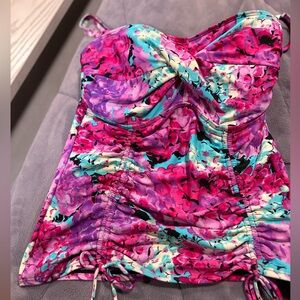 SWIM BY CHUCK HANDY TANKINI brand new NWT in beautiful fuchsia hydrangeas sz 10